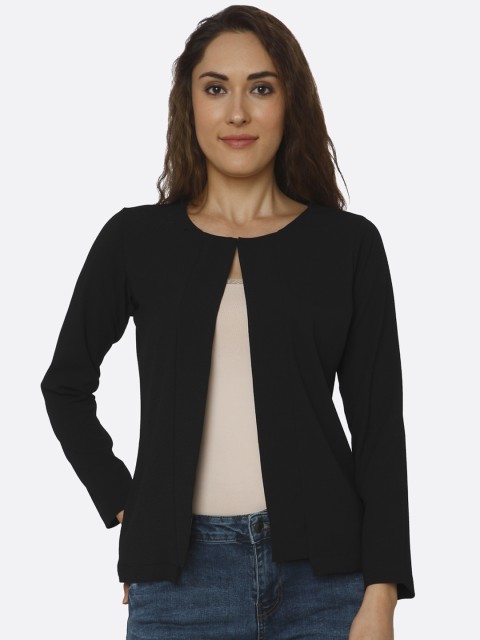 

Smarty Pants Women Black Solid Lightweight Open Front Jacket