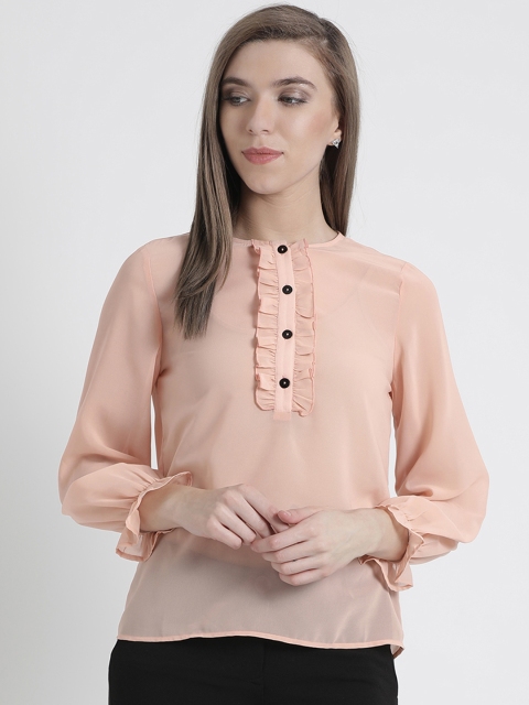 

Kazo Women Peach-Coloured Solid Top
