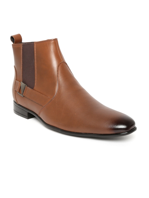 

San Frissco Men Brown Solid Mid-Top Chelsea Boots