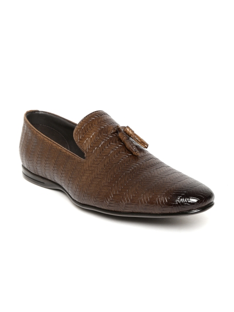 

San Frissco Men Brown Textured Semiformal Slip-Ons