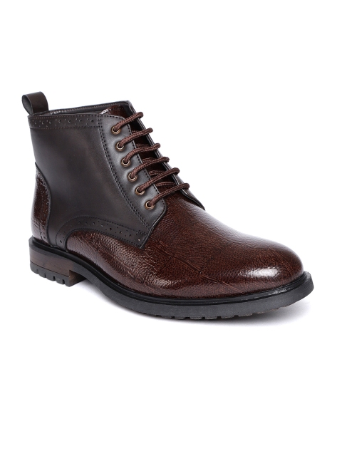 

San Frissco Men Brown Solid Synthetic Mid-Top Flat Boots