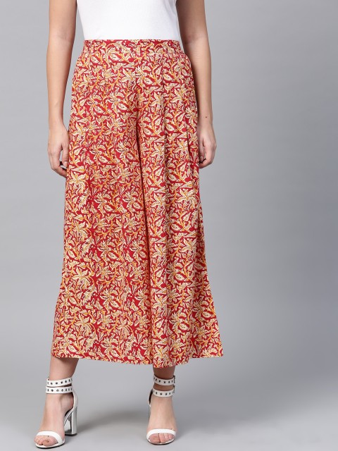 

Shree Women Red & Beige Printed Flared Palazzos