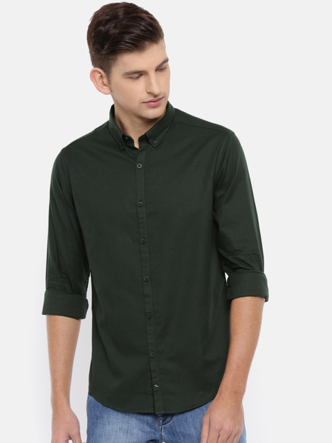 

SPYKAR Men Green Regular Fit Solid Casual Shirt