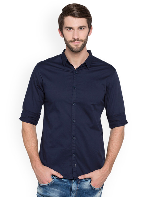 

SPYKAR Men Navy Blue Slim Fit Solid Casual Shirt