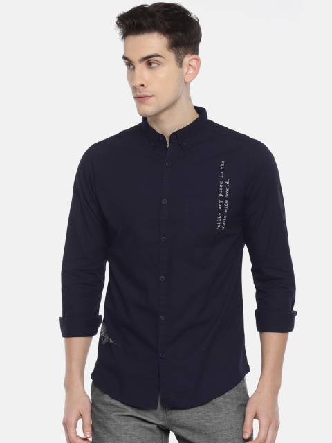

SPYKAR Men Navy Blue Regular Fit Solid Casual Shirt