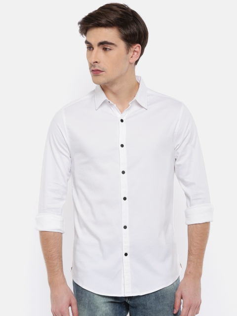 

SPYKAR Men White Regular Fit Solid Casual Shirt