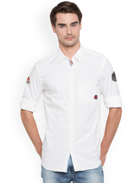 

SPYKAR Men White Slim Fit Solid Casual Shirt