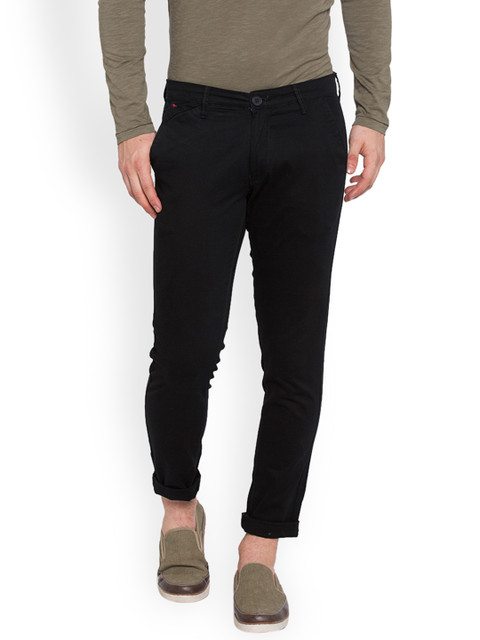 

SPYKAR Men Black Slim Fit Solid Regular Trousers