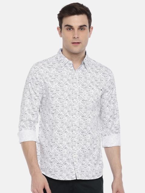 

SPYKAR Men White & Grey Slim Fit Printed Casual Shirt