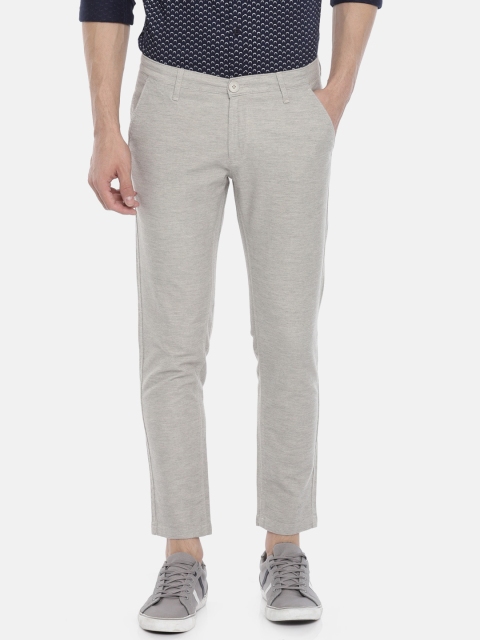 

SPYKAR Men Grey Regular Fit Solid Cropped Regular Trousers