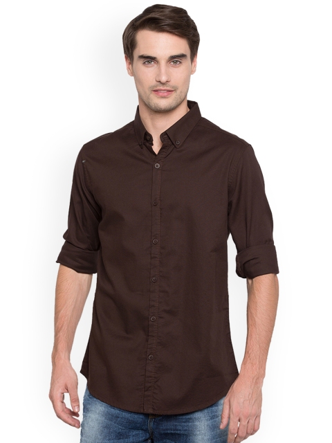 

SPYKAR Men Coffee Brown Slim Fit Solid Casual Shirt