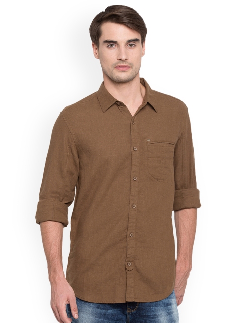 

SPYKAR Men Brown Slim Fit Solid Casual Shirt