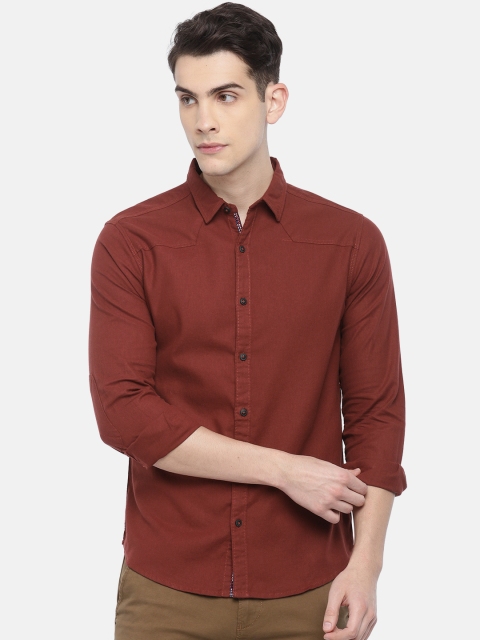 

SPYKAR Men Maroon Slim Fit Solid Casual Shirt