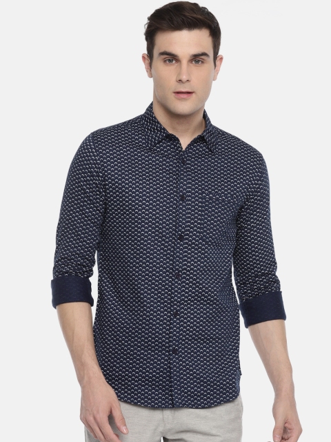

SPYKAR Men Navy Blue Slim Fit Printed Casual Shirt