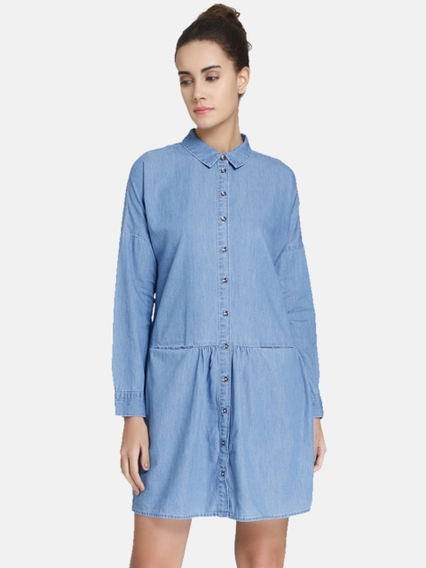 

Vero Moda Women Blue Solid Shirt Dress