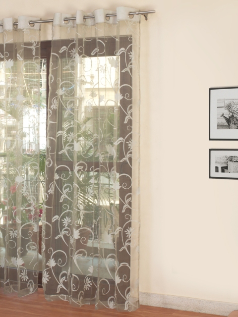 

ROSARA HOME Khaki Sheer Pack of Single Door Curtain