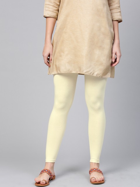 

Shree Women Cream-Coloured Solid Ankle-Length Leggings