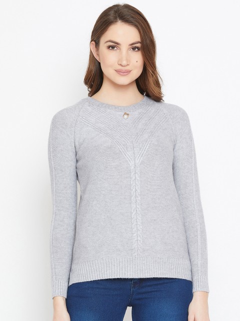 

Camey Women Grey Self Design Woollen Pullover