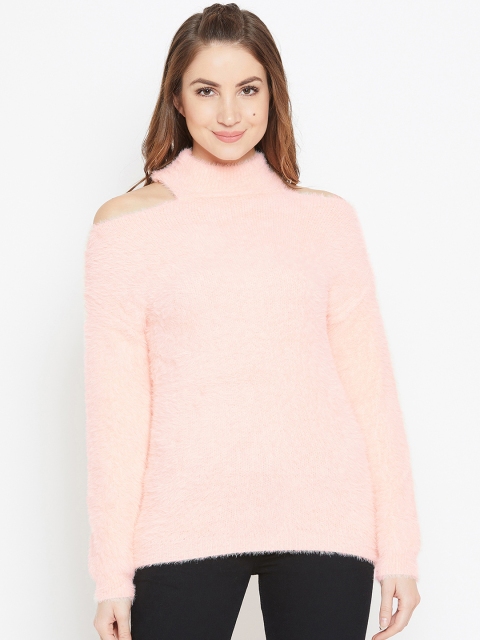 

Camey Women Peach-Coloured Woollen Solid Pullover