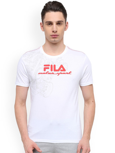 

FILA Men White MTRSPRT 4056 Printed Round Neck T-shirt