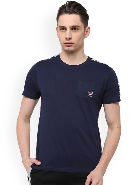 

FILA Men Navy Blue BLAZE Solid Round Neck T-shirt