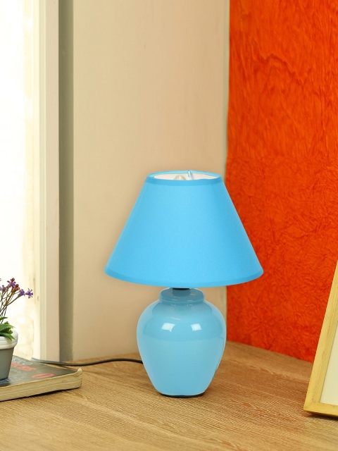 

Aapno Rajasthan Blue Glazed Ceramic Table Lamp With Shade