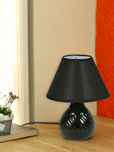 

Aapno Rajasthan Black Ceramic Table Lamp With Shade