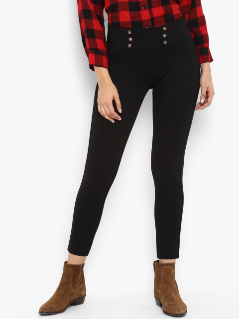 

FOSH Women Black Solid Skinny-Fit Jeggings