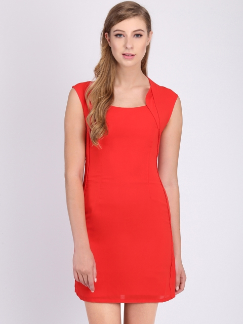 

Heather Hues Women Red Solid Sheath Dress