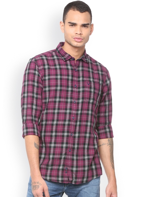 

Solly Jeans Co. Men Purple & Grey Regular Fit Checked Casual Shirt