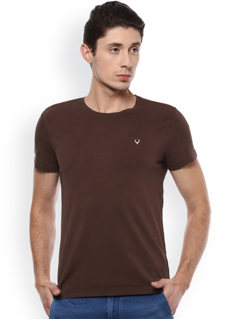 

Solly Jeans Co. Men Brown Solid Round Neck T-shirt
