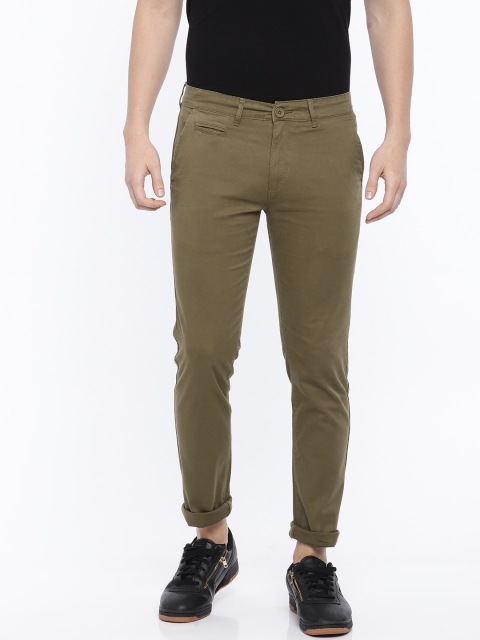 

SPYKAR Men Olive Green Slim Fit Solid Chinos