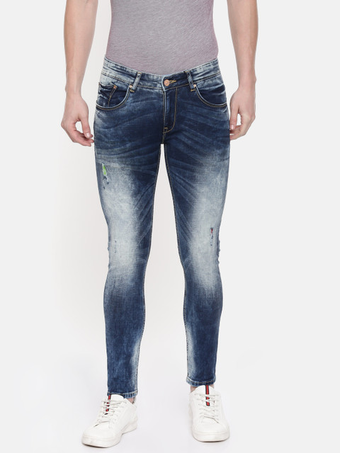

SPYKAR Men Blue Super Skinny Fit Low-Rise Low Distress Stretchable Jeans