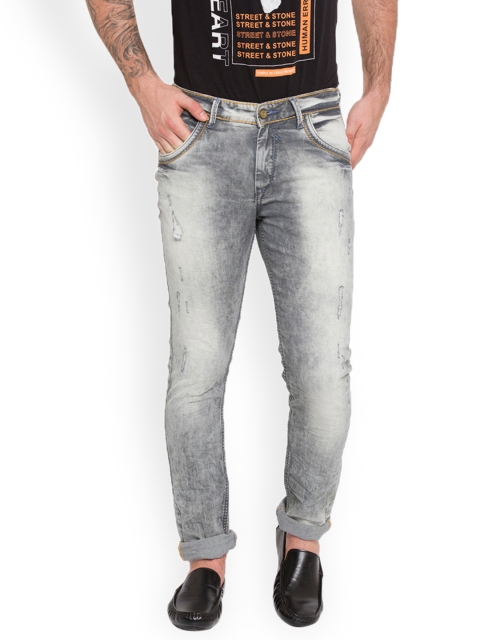 

SPYKAR Men Grey Skinny Fit Low-Rise Mildly Distressed Jeans