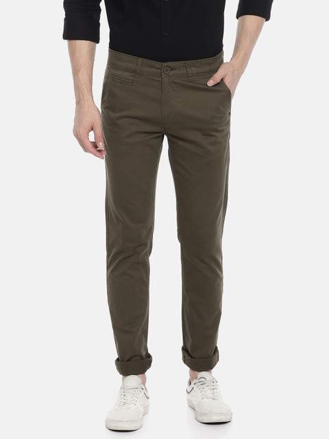 

SPYKAR Men Olive Green Slim Fit Solid Chinos
