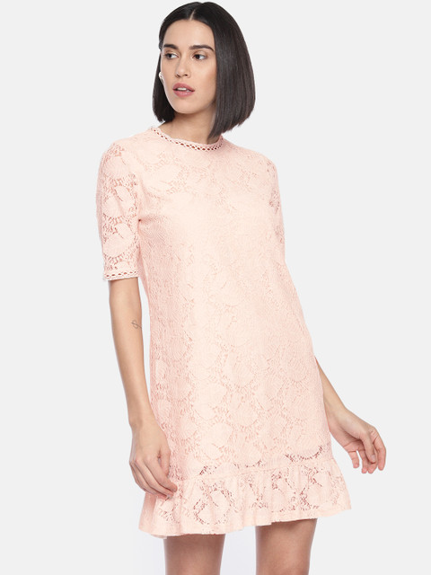 

Vero Moda Women Peach-Coloured Self Design Sheath Dress