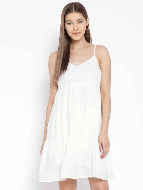 

Vero Moda Women White Striped A-Line Dress