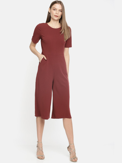

Vero Moda Brown Solid Culotte Jumpsuit