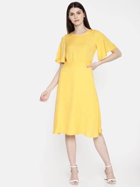 

Vero Moda Women Yellow Printed Fit and Flare Dress