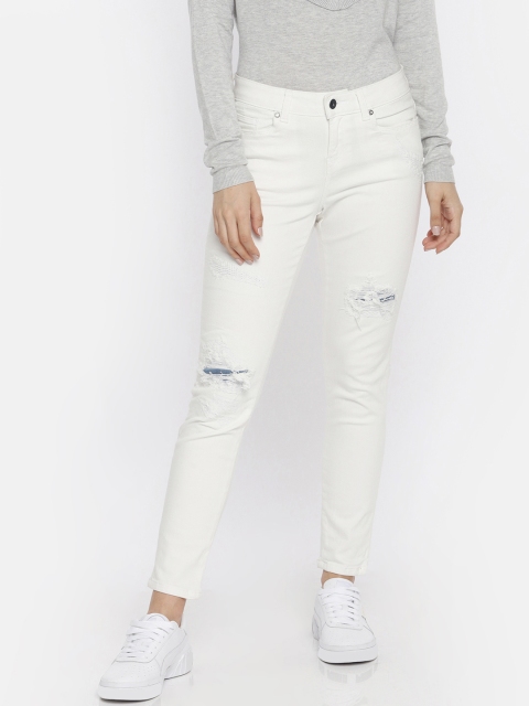 

Vero Moda Women White Regular Fit Mid-Rise Mildly Distressed Stretchable Jeans