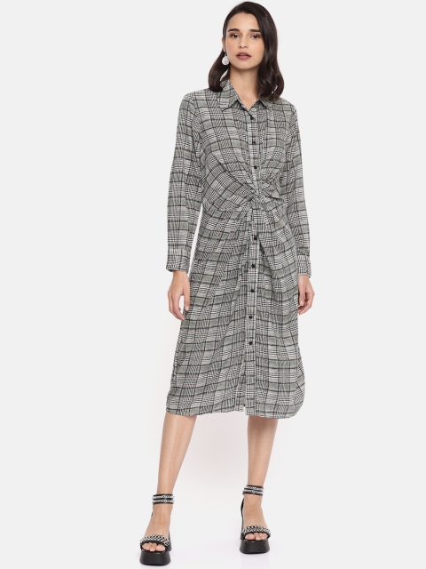 

Vero Moda Women Black & White Checked Shirt Dress