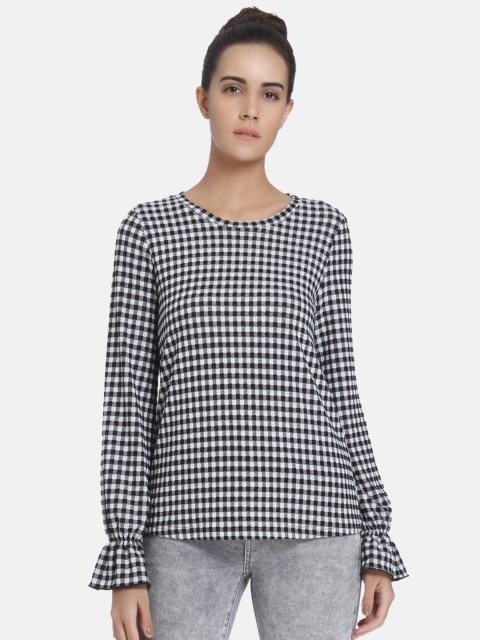 

Vero Moda Women Black & White Checked Top