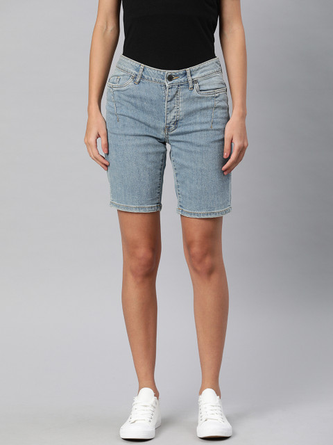 

Vero Moda Women Blue Washed Regular Fit Denim Shorts