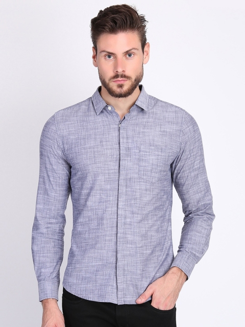 

LA LOFT Men Grey Regular Fit Self Design Casual Shirt