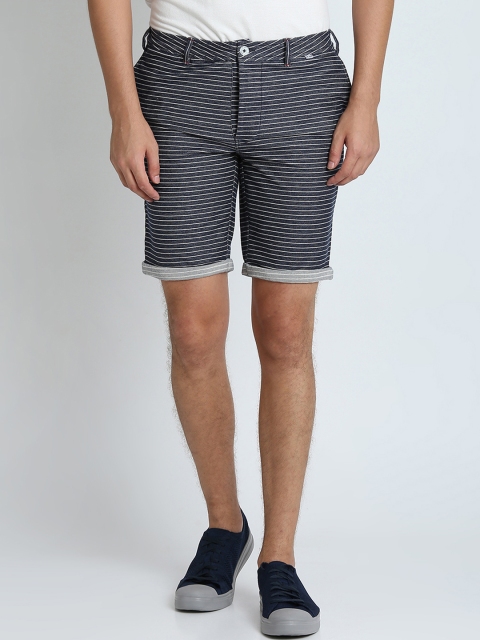 

LA LOFT Men Navy Blue Striped Regular Fit Regular Shorts