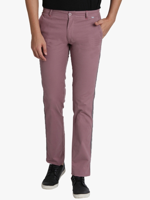 

LA LOFT Men Mauve Regular Fit Solid Regular Trousers