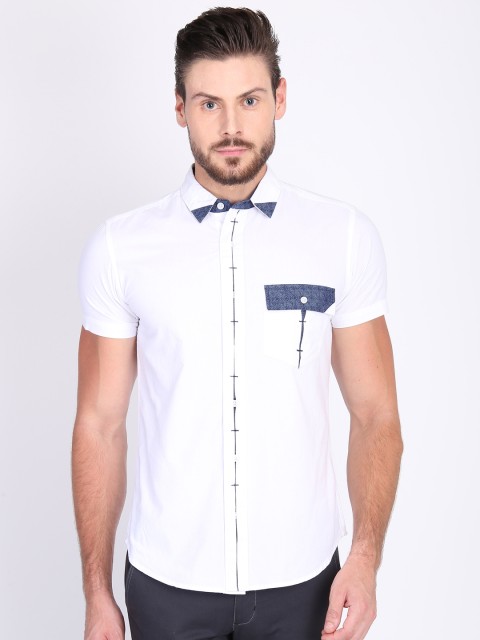 

LA LOFT Men White Regular Fit Colourblocked Casual Shirt