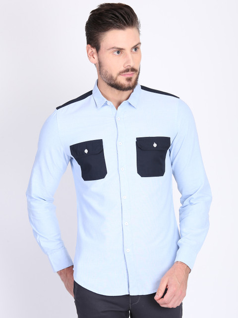 

LA LOFT Men Turquoise Blue Regular Fit Solid Casual Shirt