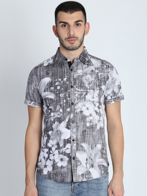

LA LOFT Men Grey & Off-White Regular Fit Printed Casual Shirt