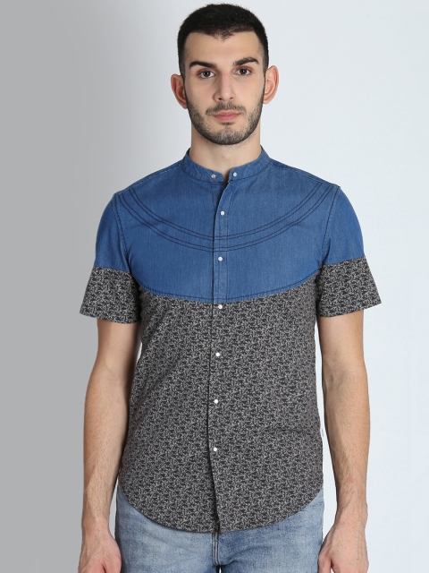 

LA LOFT Men Black & Blue Regular Fit Printed Casual Shirt